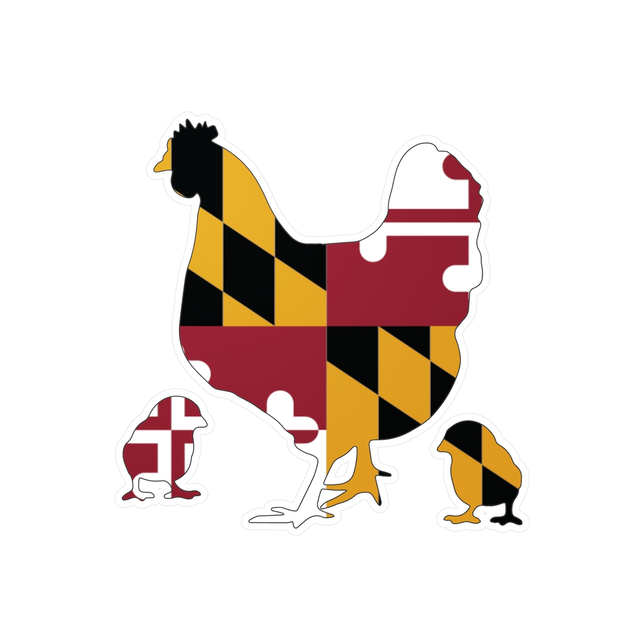 Maryland Flag Chickens Sticker | Kiss-Cut Vinyl Decal | Maryland Agriculture Sticker | Multiple Sizes