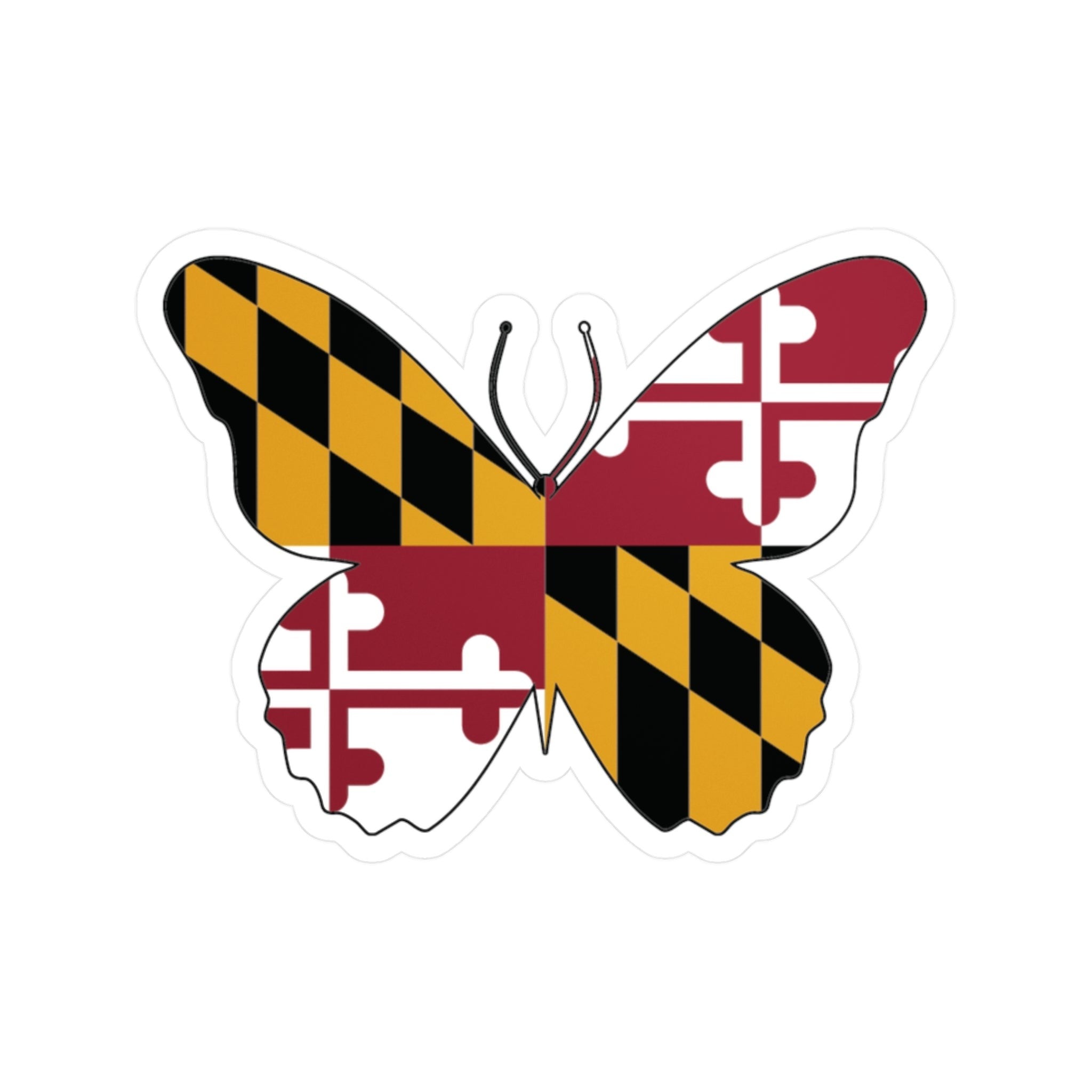 Maryland Flag Butterfly Sticker | Kiss-Cut Vinyl Decals | Maryland Flag Gift | Multiple Sizes