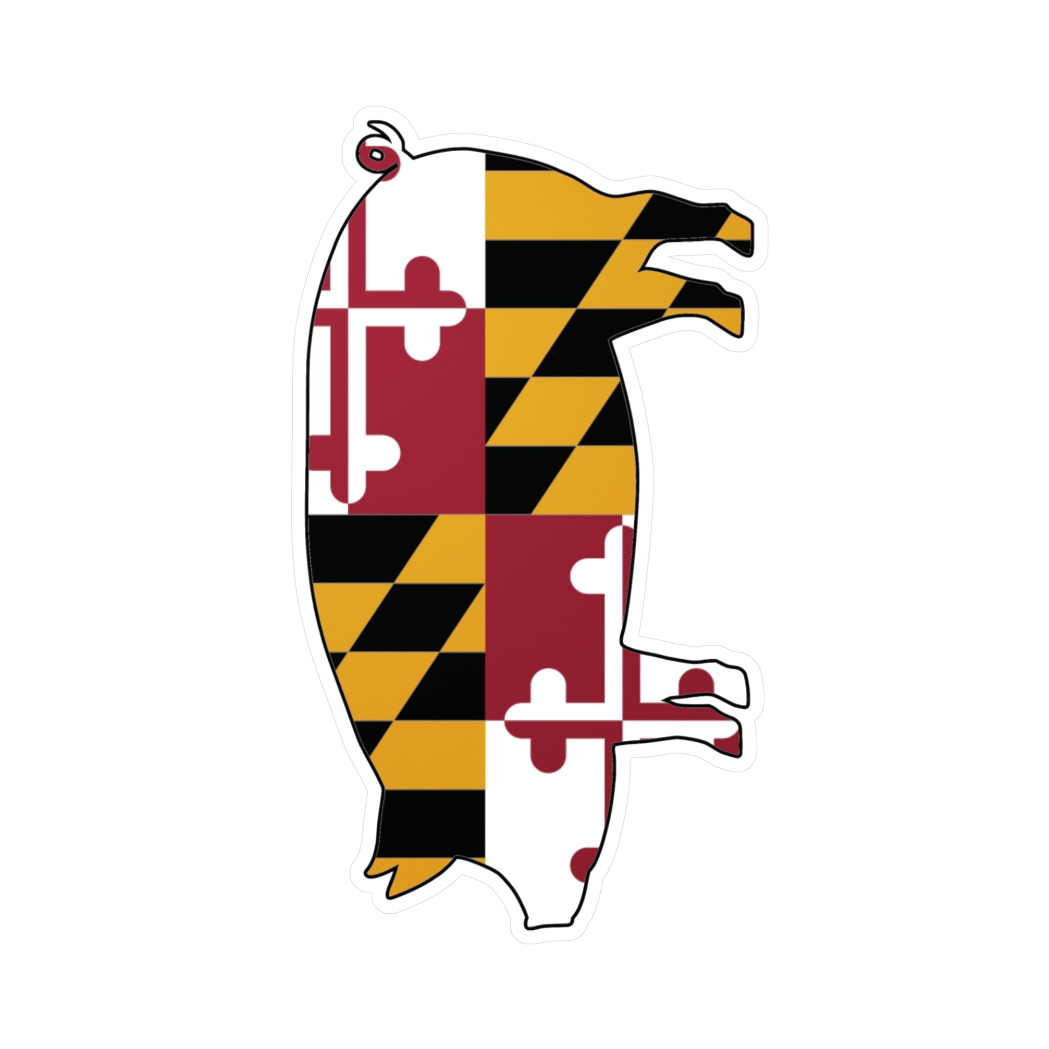 Maryland Flag Hog Sticker | Kiss-Cut Vinyl Decals | Maryland Flag Gift | Multiple Sizes Available