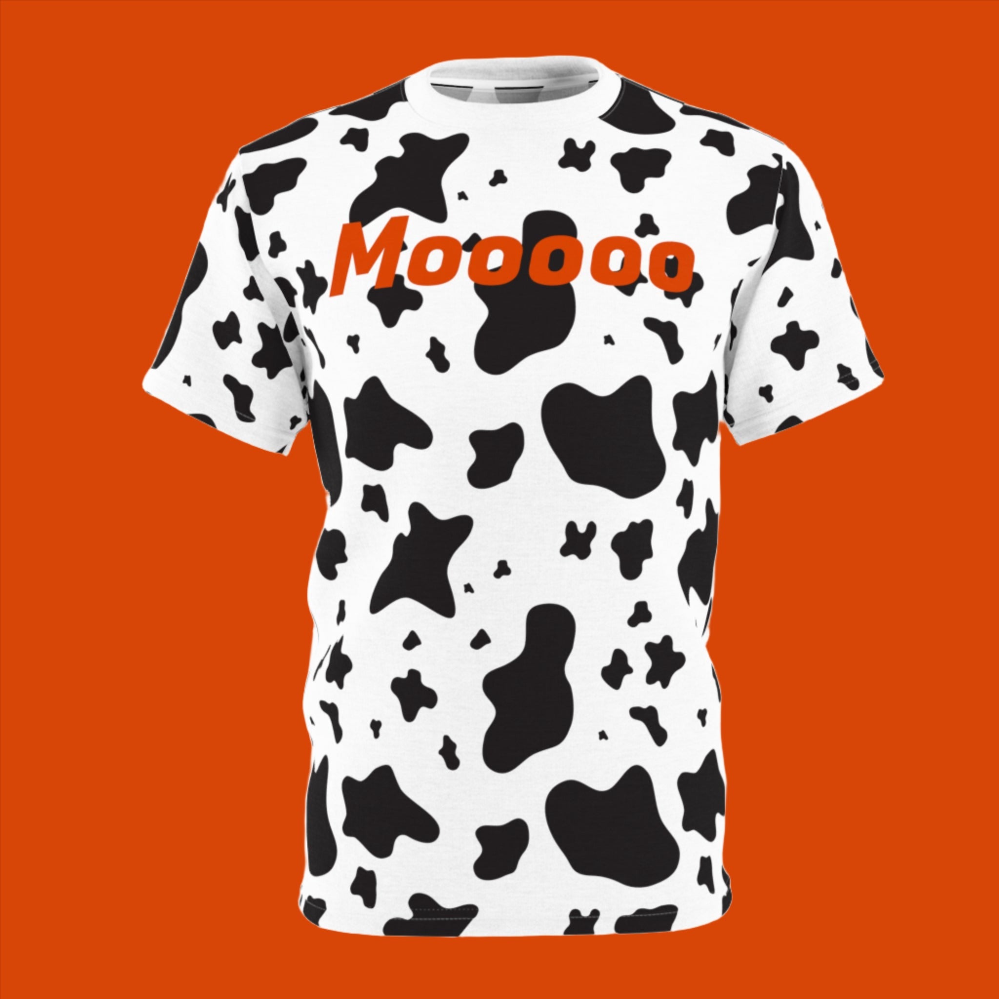 Cow Print Shirt | All Over Print Moo 6 ounce Shirt | Free Shipping