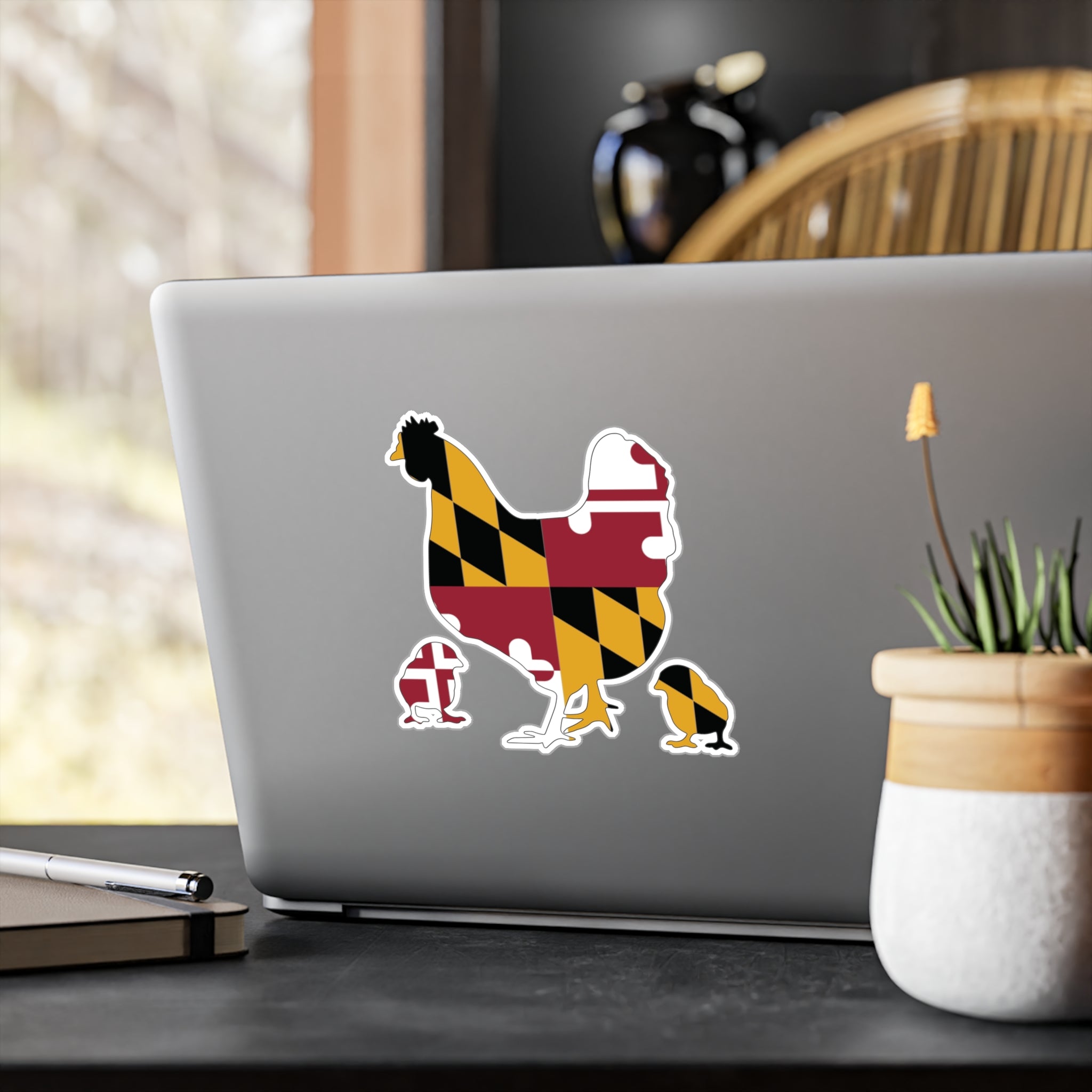 Maryland Flag Chickens Sticker | Kiss-Cut Vinyl Decal | Maryland Agriculture Sticker | Multiple Sizes