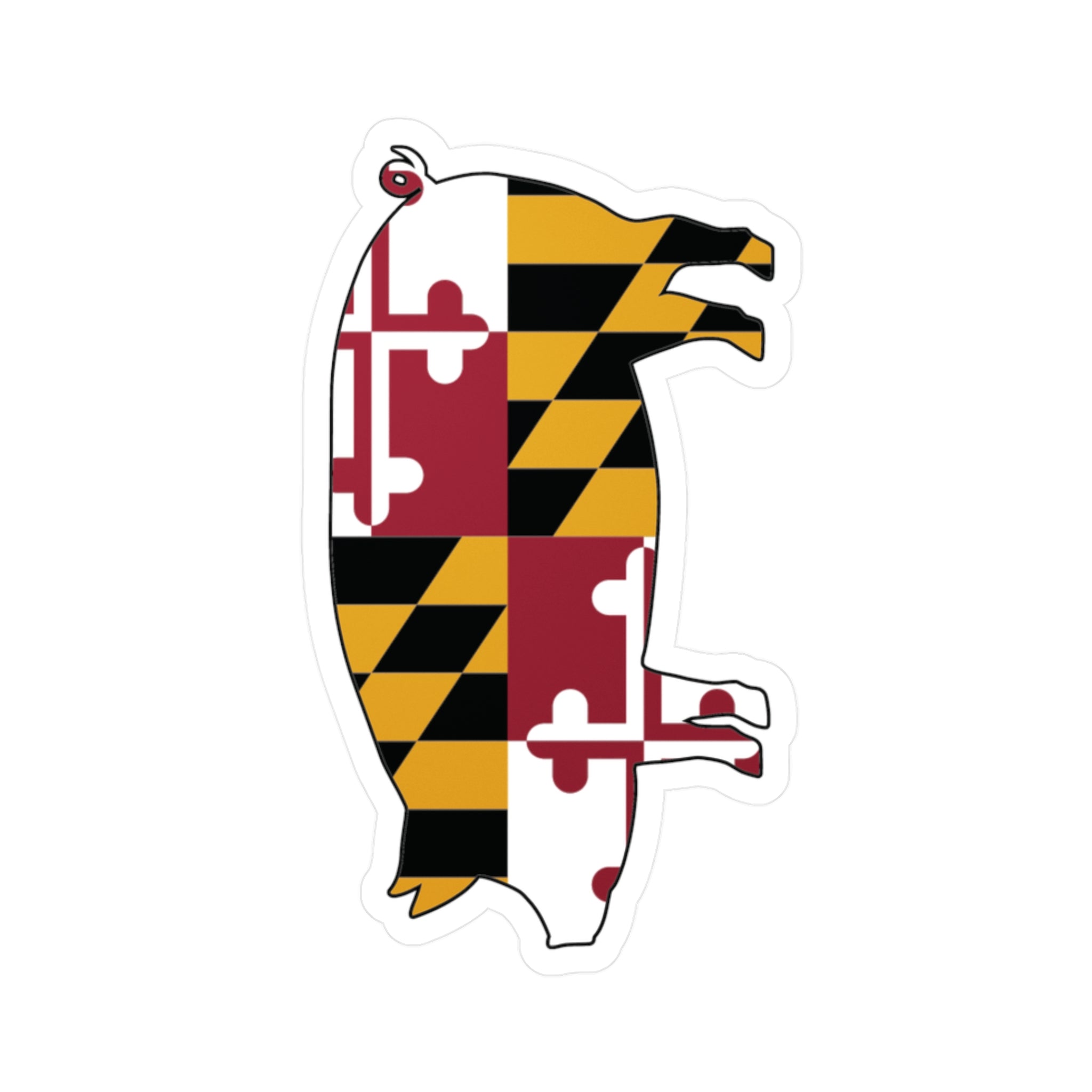 Maryland Flag Hog Sticker | Kiss-Cut Vinyl Decals | Maryland Flag Gift | Multiple Sizes Available