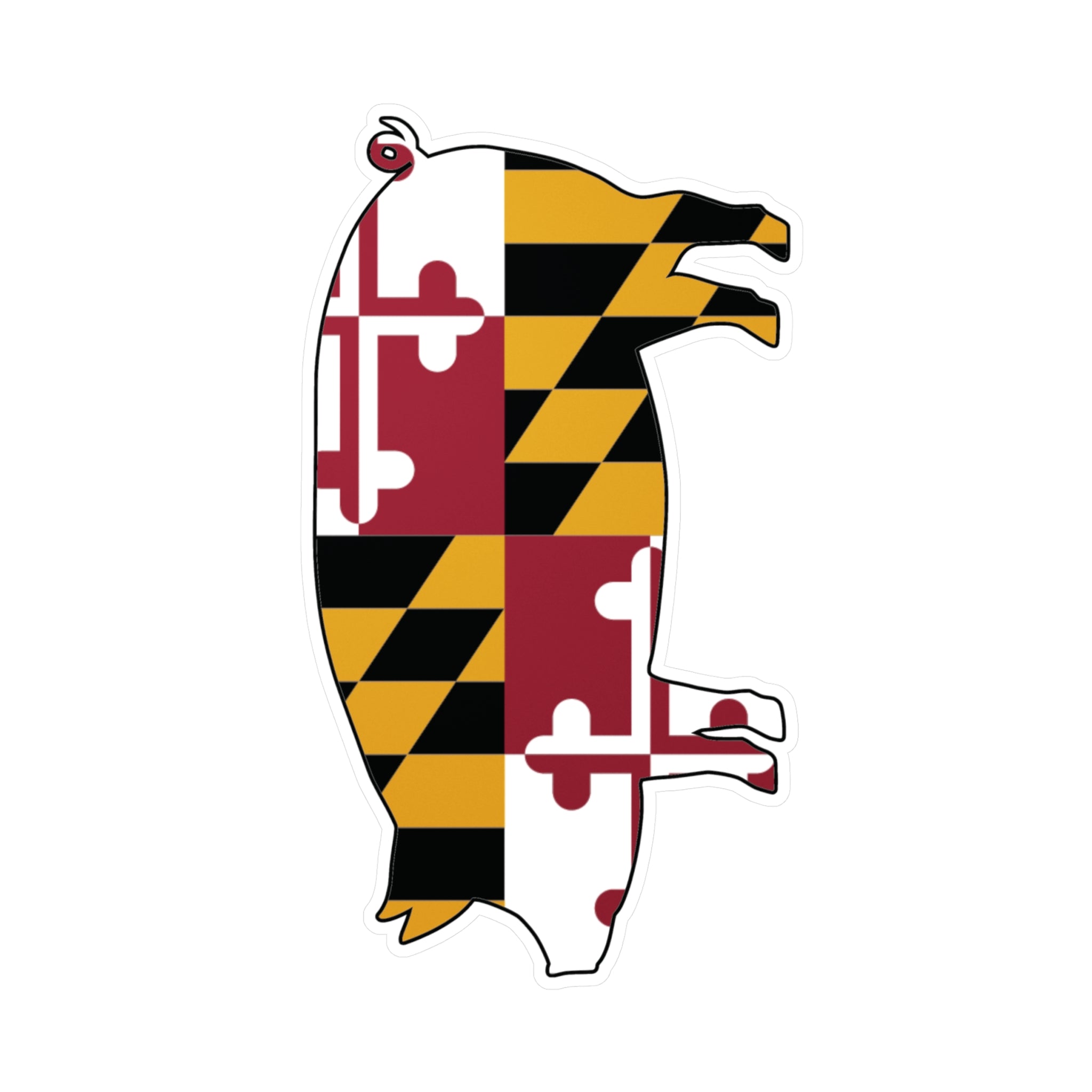 Maryland Flag Hog Sticker | Kiss-Cut Vinyl Decals | Maryland Flag Gift | Multiple Sizes Available