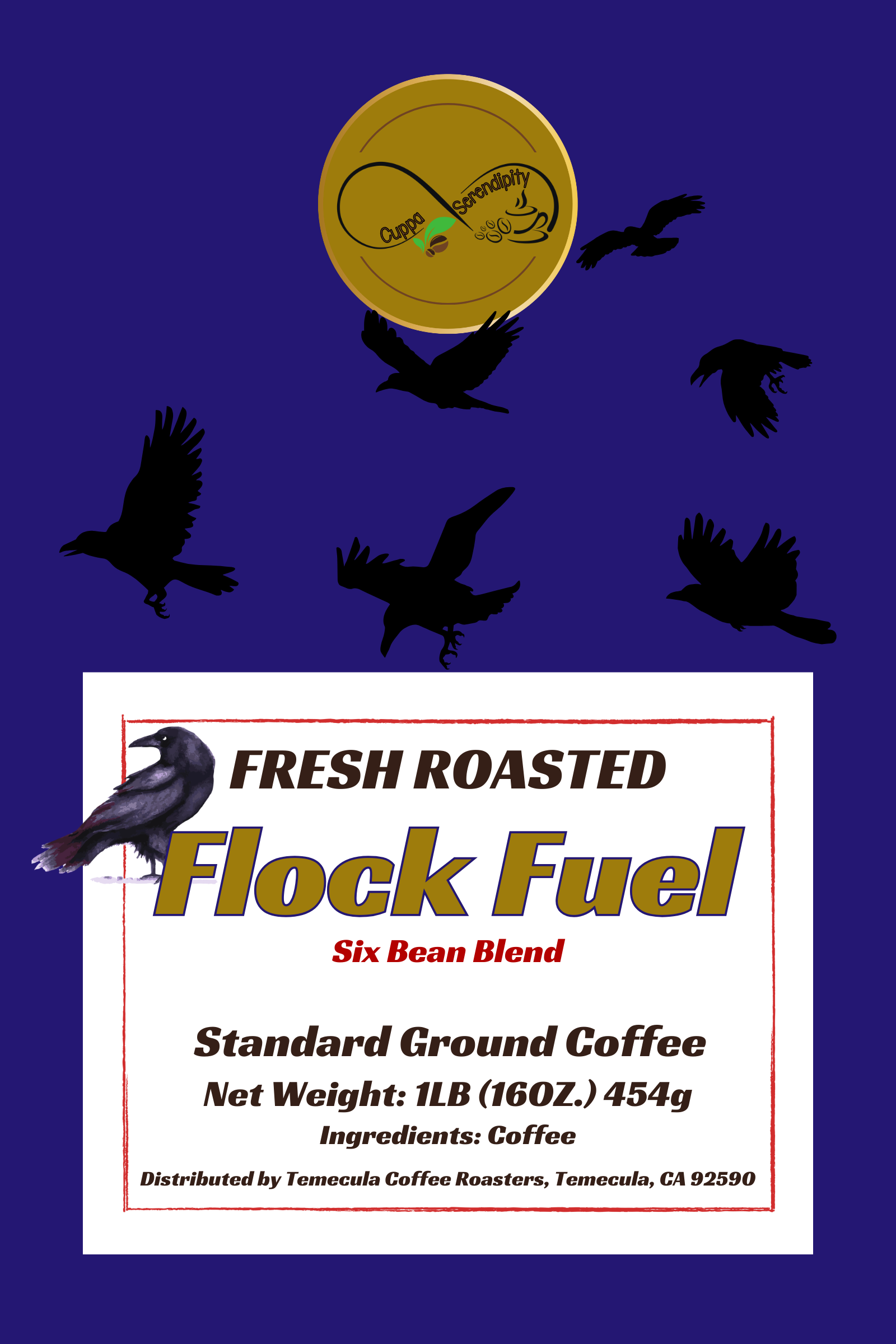 Flock Fuel Fresh Roasted Craft Coffee | One Pound of Six Bean Blend Dark Roast | FREE SHIPPING
