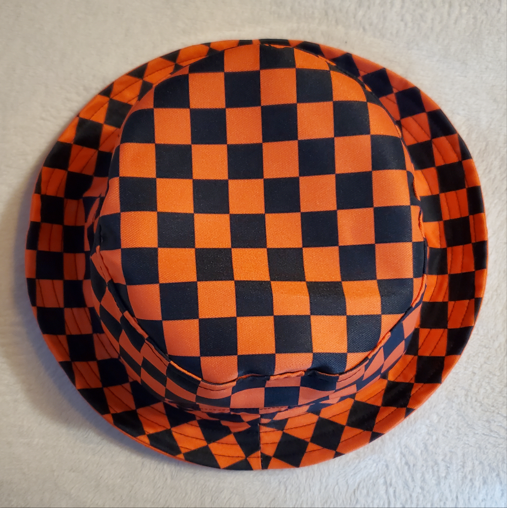 Baltimore Baseball Season Bucket Hat | Orange and Black Checkered Hat | Baltimore Baseball | Free Shipping